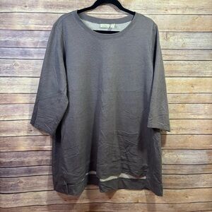 LOGO Lounge Gray 3/4 Sleeve Sweatshirt Asymmetrical Hem Size 1X